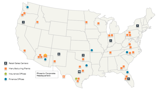 Manufacturing and Office Footprint of CVCO