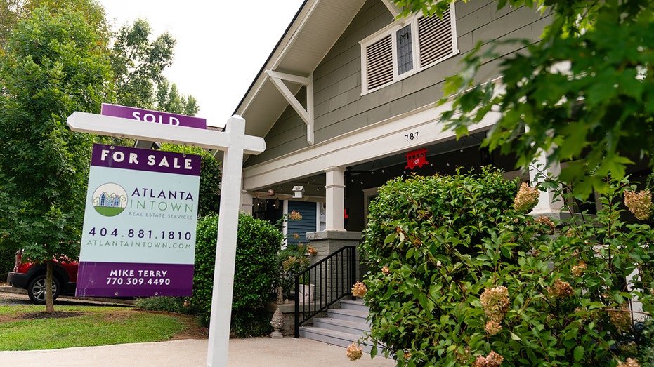 A sign outside a home for sale in Atlanta, Georgia,