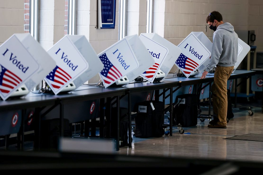 A man votes at James Island Charter High School on Election Day on November 3, 2020 in Charleston, South Carolina.