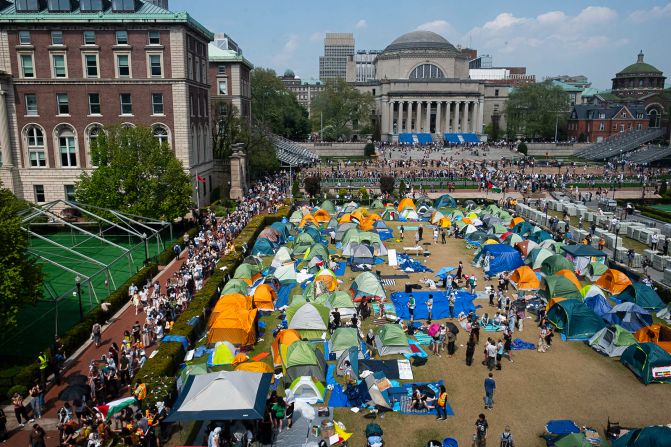 Columbia University students gather for a picket organized by the Student Workers Union (UAW Local 2710) on Monday, April 29.