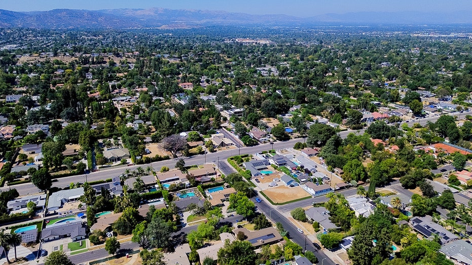 Aerial view of Los Angeles homes